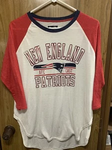 NFL Team Apparel Womens XL Pullover 3/4 Sleeve Crew Neck T Shirt Navy White - Picture 1 of 4