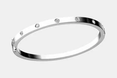 2Ct Round Cut Lab-Created Diamond Women's Bangle Bracelet 14K White Gold Plated - Image 1 of 3