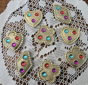 VTG Diane Von Furstenberg 8 Button Covers Gold Tone Jewel Heart Spade Diamond + - Picture 1 of 5