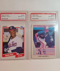 1990 SAMMY SOSA & LARRY WALKER GROUP OF 2 PSA8 BASEBALL CARDS #8050 - Bild 1 von 5
