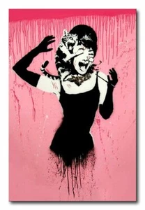BANKSY - AUDREY HEPBURN-QUALITY CANVAS PRINT -Graffiti Street Art Poster 32x24" - Picture 1 of 1