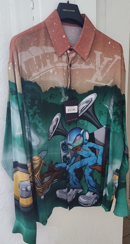 LOUIS VUITTON（LV） Camicia elegante Louis Vuitton DJ Speakerman hip hop grafica con bottoni taglia: S
