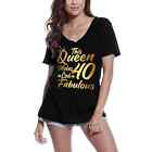 Women's Graphic T-Shirt V Neck This Queen Makes 40 Look Fabolous - 40th 40th