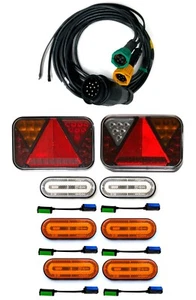 Zestaw oświetlenia przyczepy 2x tylne światło LED światła obrysowe i 13-biegunowy kabel 9m - Zdjęcie 1 z 24