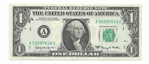 1963A $1 BOSTON FRN. Crisp & UNCIRCULATED Banknote. A/C Block - Picture 1 of 2