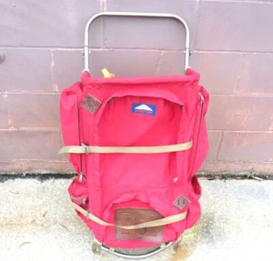 Vintage Jansport External Frame Hiking Camping Backpack Hip Wings Red USA Made - Picture 1 of 10