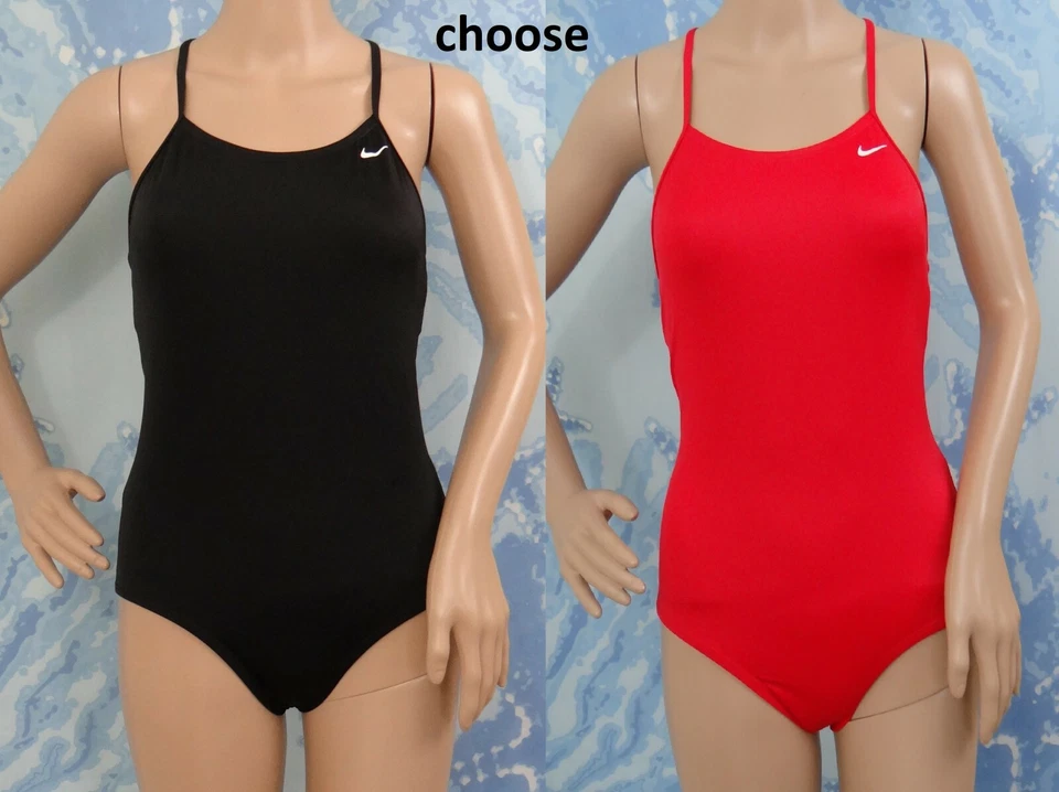 NIKE red or black thin lingerie strap keyhole back 1pc swimsuit,size girl 8,16 - Image 1 of 1