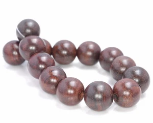 15MM RED SANDALWOOD ROUND LOOSE BEADS 8" - Picture 1 of 4