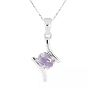 Noble 0.72Carat Pink Amethyst Pendant 925 Silver Necklace Chain Pink - Picture 1 of 8