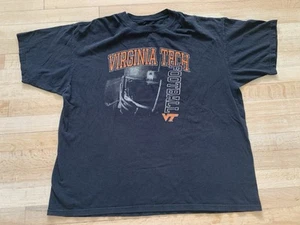 Virginia Tech Hokies Football Black T Shirt Size 2XL J-America Cotton - Picture 1 of 4
