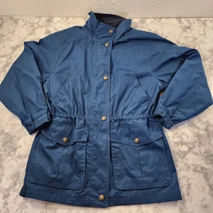Giacca blu vintage Pacific Trail capospalla taglia L full zip fodera blu cappuccio taglia M - Foto 1 di 9