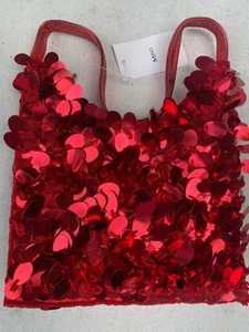 Red Sequin Shoulder Hand Bag Top Festival Rave Party Shiny Sparkly Club Y2K New - Picture 1 of 4