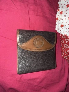 Vintage Dooney & Bourke Leather Wallet Brown And Black With KissLock Coin Pouch - Picture 1 of 10