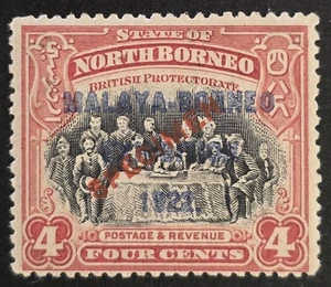 NORTH BORNEO 1922 MH Malaya-Borneo Exhibition 4c SG #257 S SPECIMEN - Picture 1 of 2