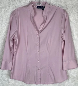 Camisa DCC Missy Mediana Manga 3/4 Abotonada Rosa Pastel Púrpura Elastizada - Imagen 1 de 6