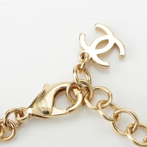 Collana Chanel C24P GP Coco Mark Pietra Schiacciamento Catena Logo Colore Oro Donna CC