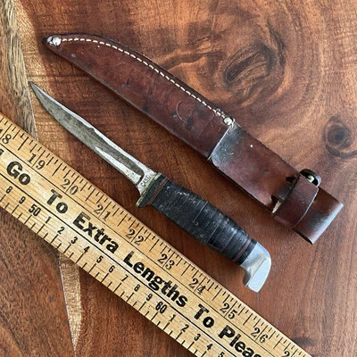 Vintage Case Fixed Blade Knife Leather Stacked Handle W/ Sheath USA - Image 1 of 4