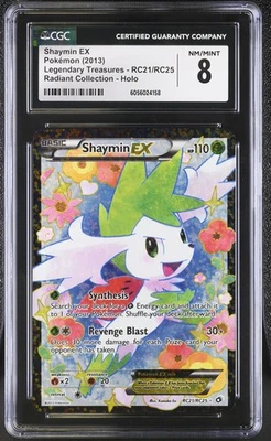 CGC 8 Shaymin EX Legendary Treasures RC21/RC25 Radiant Collection Holo Pokemon - Image 1 of 2
