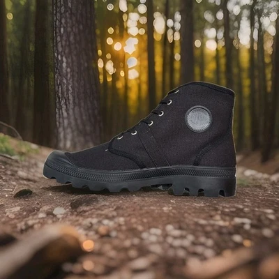 Botines Pallabrouse Palladium para hombre negros talla 12 ~ negros/negros ~ totalmente nuevos Foto 1 de 4