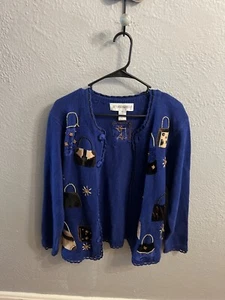 Victoria Harbour Womens M Blueb Cardigan Sweater Handbag Purse - Picture 1 of 9