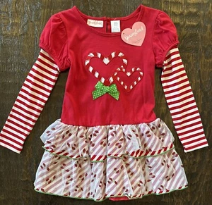 NEW Christmas Dress Size 6 Girl’s Candy Canes Youngland Red White Silver - Picture 1 of 4