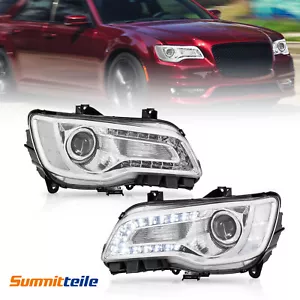2PCS Chrome LED DRL Projector Clear Headlight w/ Bulb For 2011-2023 Chrysler 300 - Picture 1 of 17