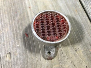 Vintage Antique Glass Reflector Bike Bicycle License Plate 1.5 Inch Red Alloy - Picture 1 of 2