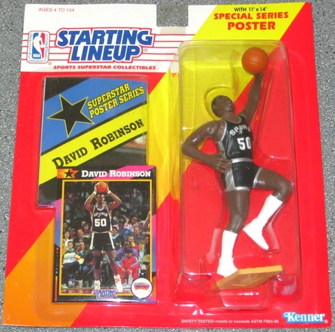 DAVID ROBINSON~1992 SLU STARTING LINEUP NBA ACTION FIGURE,POSTER&CARD in PACKAGE Cover