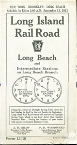 Escaso; Horario de LONG ISLAND RAILROAD 1931; Estaciones sucursales de Long Beach; EXC. - Imagen 1 de 3