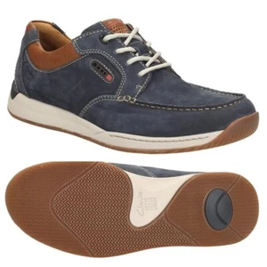 Clarks Javery Time ACTIVE AIR VENT Zapato de Cuero Nobuck Azul Marino Hombres AMPLIO AJUSTE UK-6 H - Imagen 1 de 3