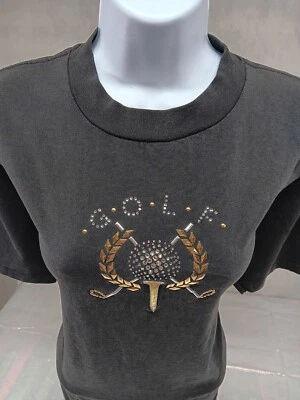 Top de golf Christine Alexander Lrg negro Swarovski estrás tachonado bordado Foto 1 de 4