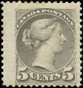 Canada Scott #42 5c MH F+ OG 1888-1897 Small Queen Issue Stamp - Bild 1 von 2