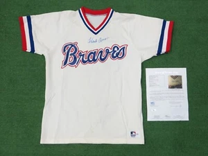 CAMISETA DE BÉISBOL HENRY HANK AARON MILWAUKEE ATLANTA BRAVES FIRMADA JSA AUTENTICIDAD LOA - Imagen 1 de 8