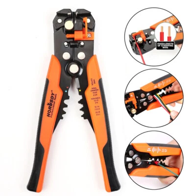 Self Adjusting Insulation Wire Stripper Cutter Crimper Cable Stripping Tools 8" - Image 1 of 4
