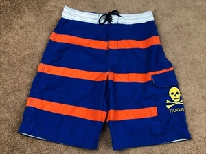 Bañador vintage Ralph Lauren rugby azul y naranja a rayas talla 30 - Imagen 1 de 7