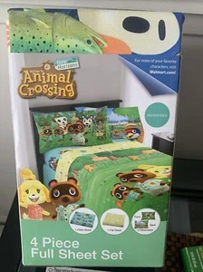 Animal Crossing New Horizon Microfiber 4 Pc Full Sheet Set unisex Kids Nintendo - Imagen 1 de 6