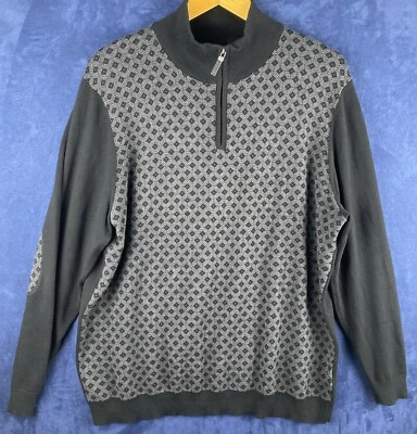 Suéter negro parches en el codo Tasso Elba XL 1/4 cremallera cuello falso para hombre Foto 1 de 4