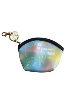 Simply Southern Believe Own Magic Unicorn Keychain Pouch Pastel Rainbow NWT - Picture 1 of 5