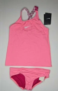 Nike Girl's Cross-Back Tankini Set, Pink, Big Kids Large (14-16) - Picture 1 of 2