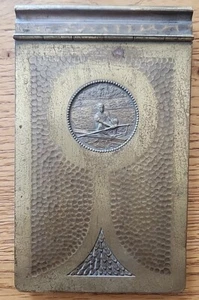 WFM Art Nouveau Brass Note Pad w Rower. Hammered Brass. Ostrich Geislingen EC - Picture 1 of 18