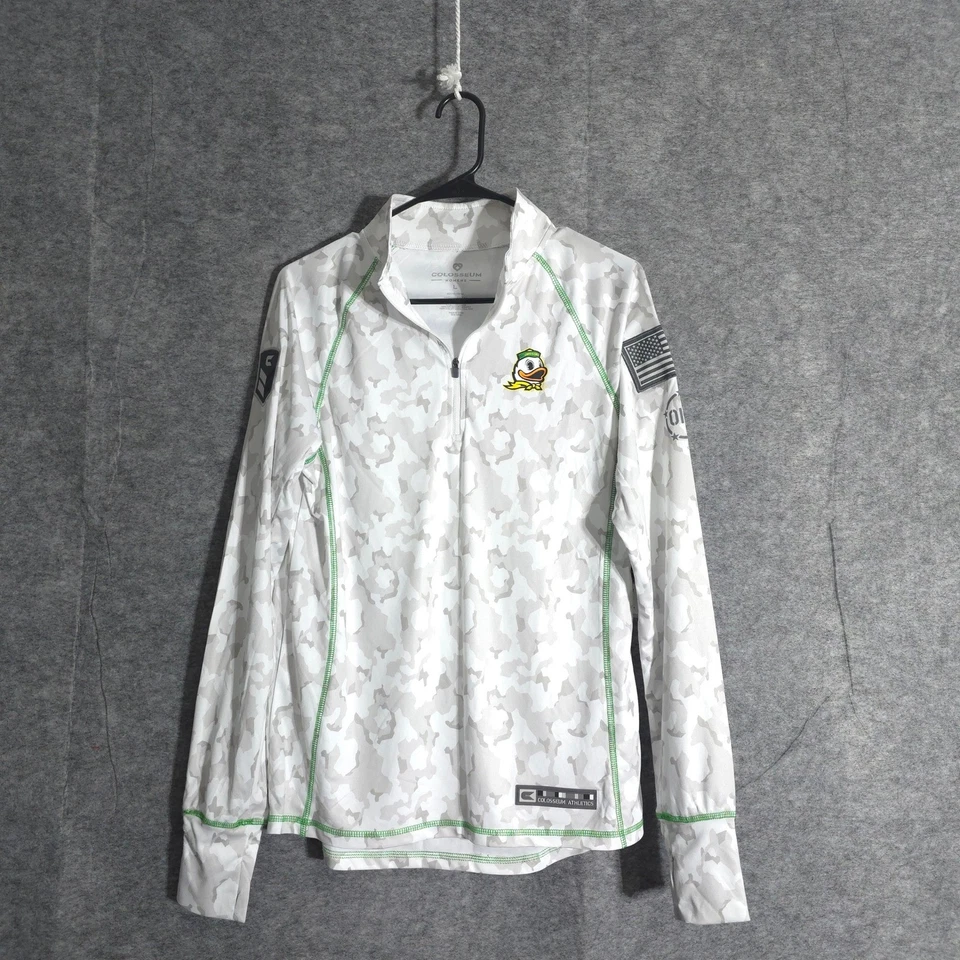 Pullover Oregon Ducks para mujer grande camuflado cuarto cremallera manga larga Top Coliseo Foto 1 de 4