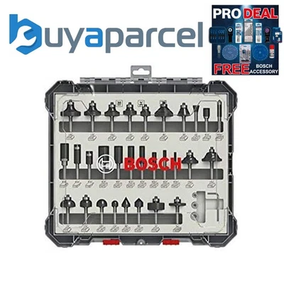 Bosch 2607017476 30 Piece Mixed Router Bit Set Straight 1/4" Shank Cutter - Image 1 of 3