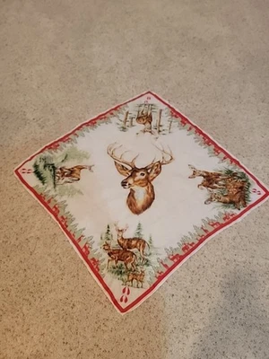 复古围巾鹿主题日本制造 28x28 — 第 1/4 张图片