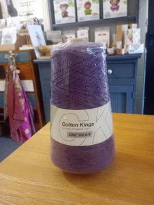 cotton kings yarn 8/4 500g New Sealed Cone 1700m Grape No 38 Purple Crochet Knit - Picture 1 of 4