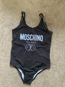 Moschino Milano Girl Black Logo One Piece Swim Designer Bathing Suit Size 10 - Picture 1 of 3