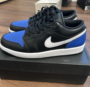 Nike Air Jordan 1 Zapatos Bajos Negro Blanco Juego Real 553558-042 Para hombres Talla 9 - Imagen 1 de 11