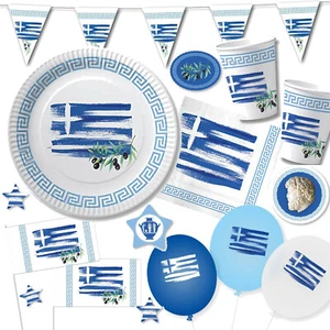 GRIECHENLAND / GREECE - Geschirr Deko zu Länderparty Mottoparty Blau Weiß Greco - Bild 1 von 21
