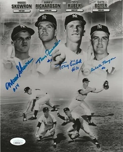 1961 BOBBY RICHARDSON TONY KUBEK CLETE BOYER MOOSE SKOWRON 8x10 SIGNED PHOTO JSA - Picture 1 of 3