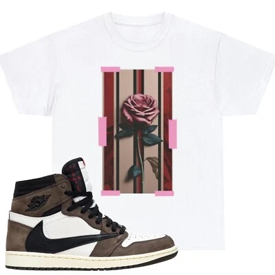 Camisa a juego Travis Scott Jordan 1 High Mocha | Camiseta unisex | Camisa de flores Foto 1 de 2