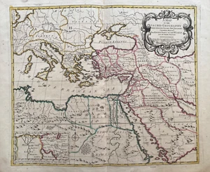 1716 Antike Karte; Eine Karte der Heiligen Geographie / Heiliges Land von John Senex - Bild 1 von 5